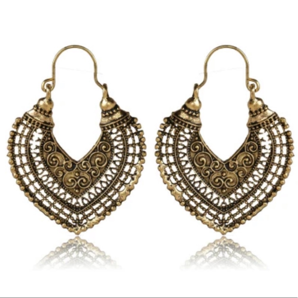 Vintage Gold Bali Gypsy Hoop Earrings - Picture 1 of 3